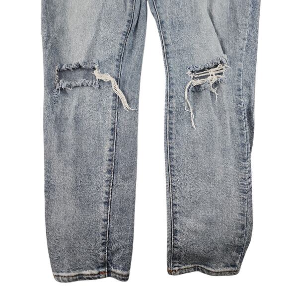 Ashley Mason Jeans 9 Bleached Stone Washed Light Denim Ripped Destroyed Mom - Picture 5 of 14
